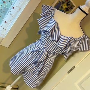 Cutie Blue & White Striped Romper